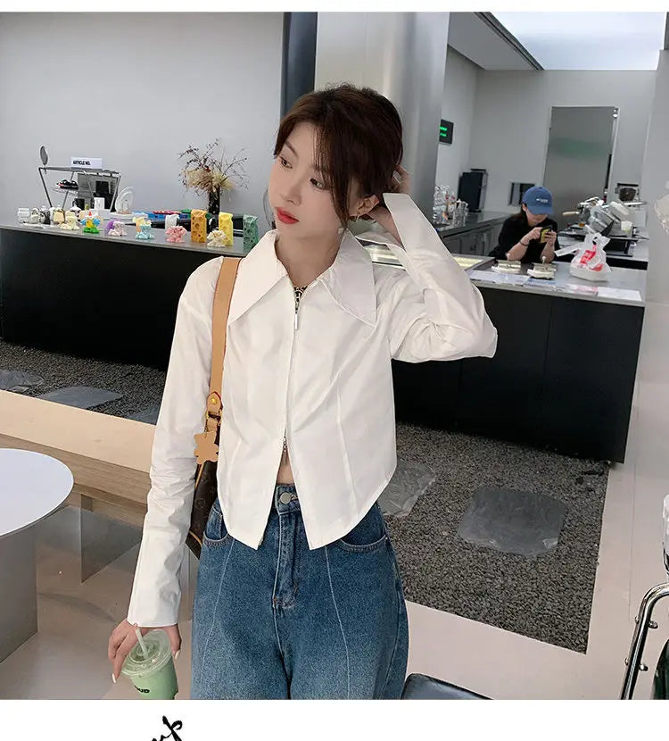 slim cropped white shirts