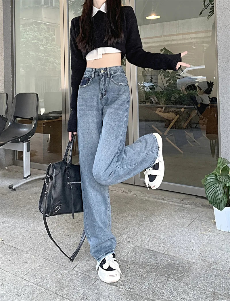 classic straight wide leg jeans