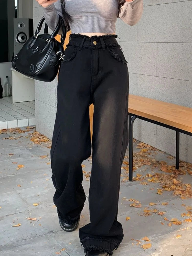 black wide leg jeans