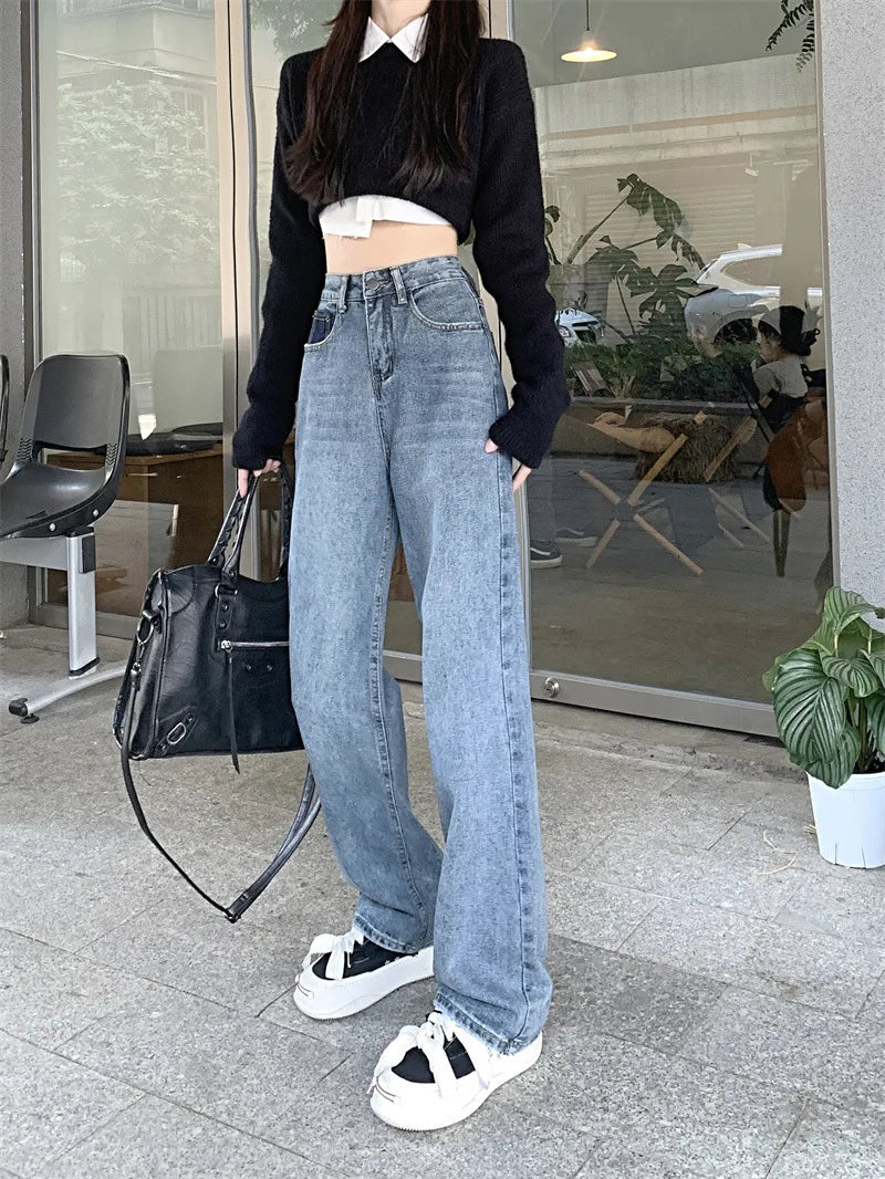 classic straight wide leg jeans