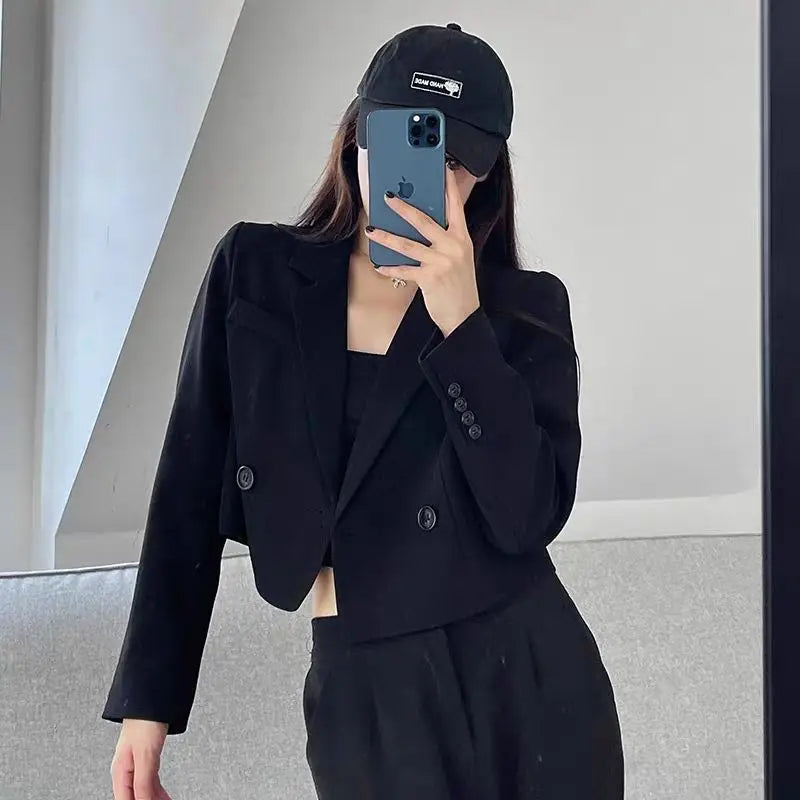 solid fit cropped blazers