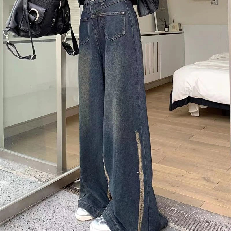 mopping wide leg jeans