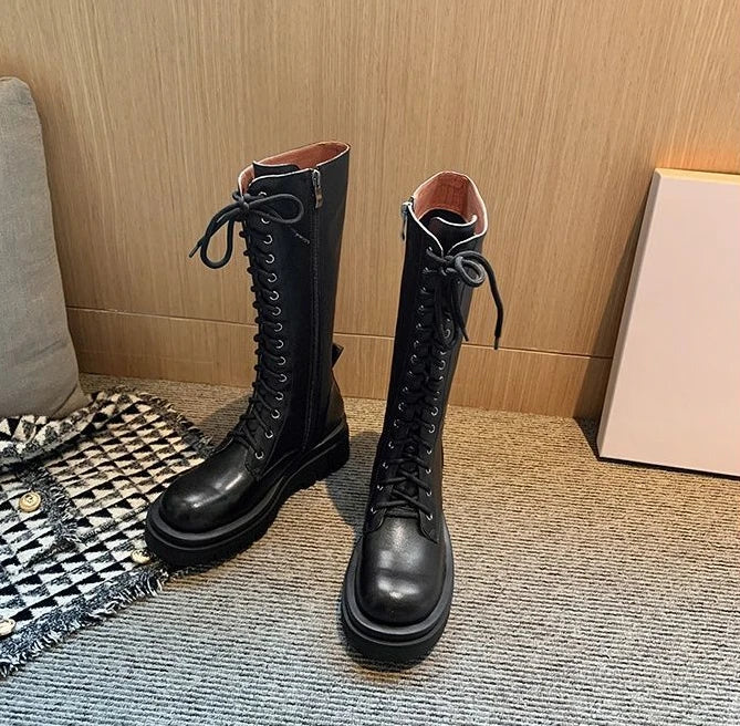 lace-up half martin boots