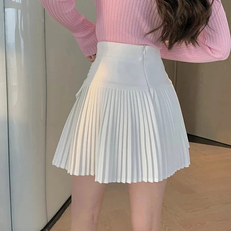 pleated high waist mini skirts