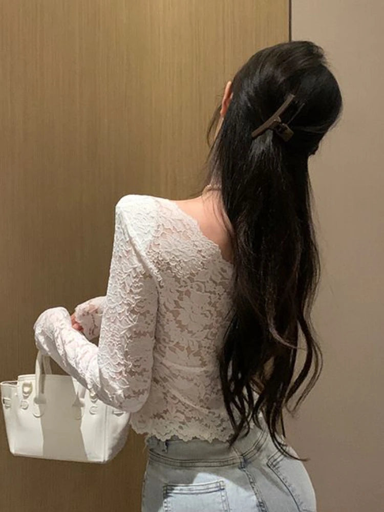 lace v-neck blouses