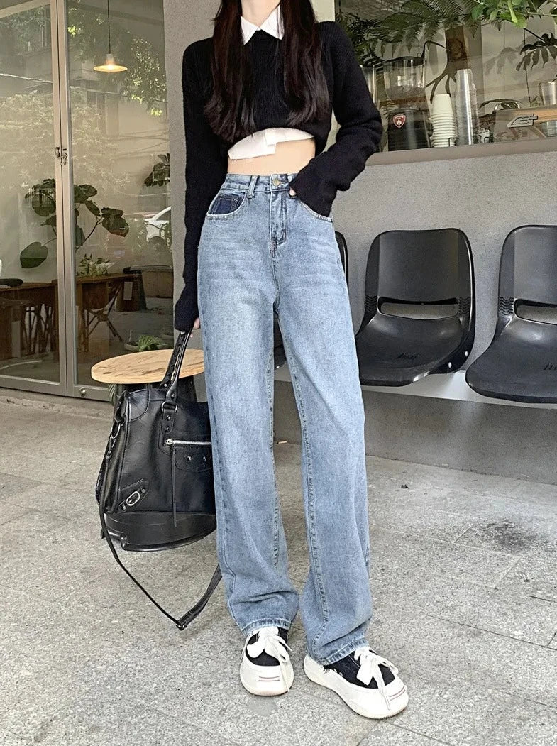 classic straight wide leg jeans