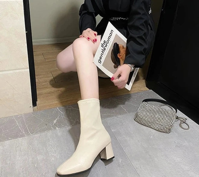 pointed toe half mid calf boots