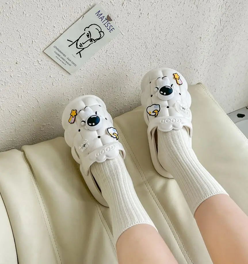 cute animal prints rubber slippers