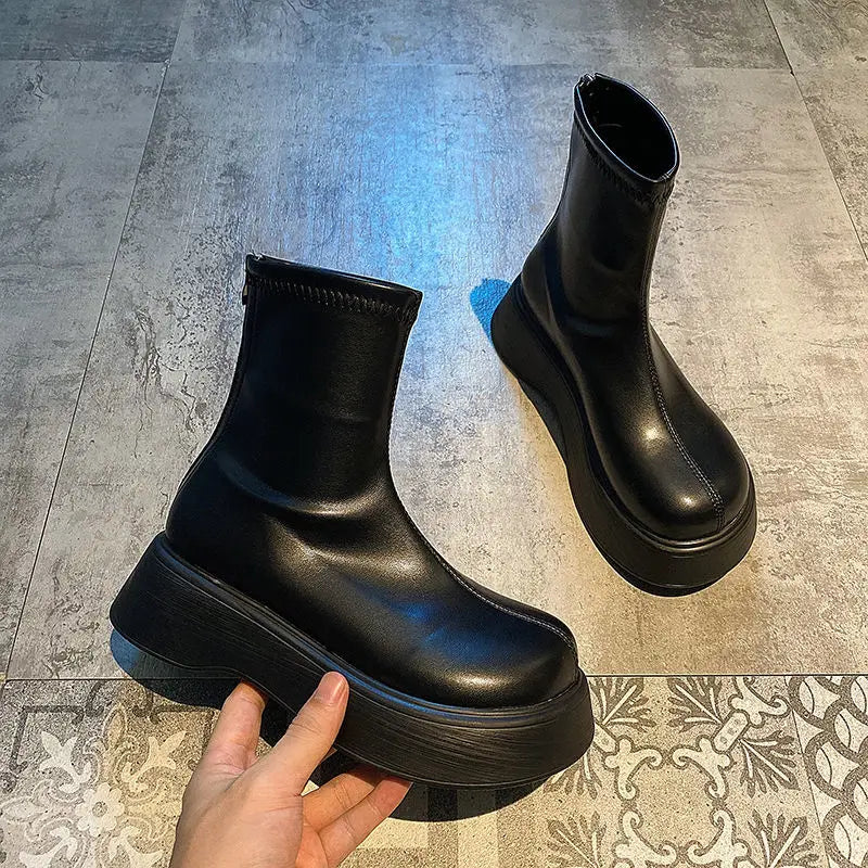 leather medium ankle boots